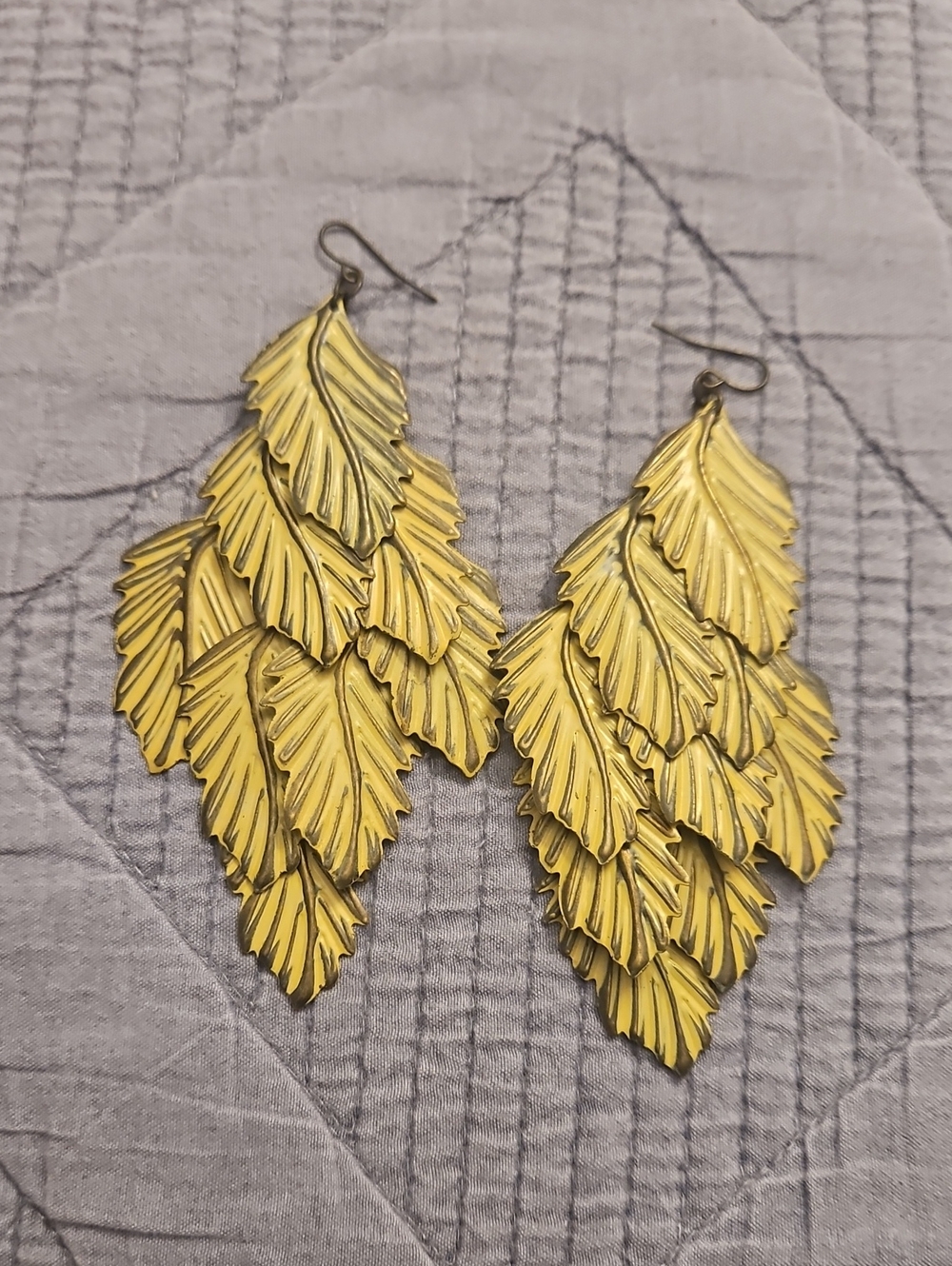 5 For $15 Yellowish Leaf Layered Dangle Earrings - Women Jewelry